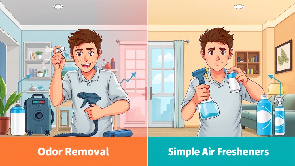 odor removal vs odor masking, professional vs air fresheners illustration