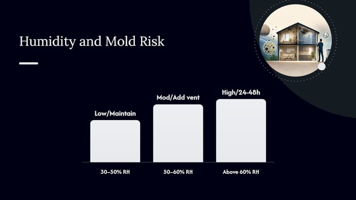 Humidity levels and mold risk comparison infographic