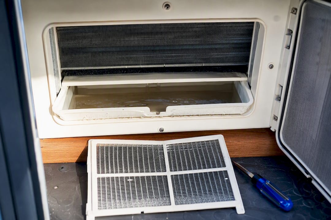 RV HVAC return and standing drip pan