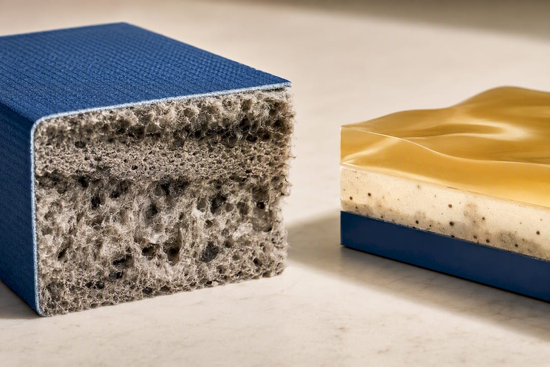 Smoke residue embedded in porous HVAC material