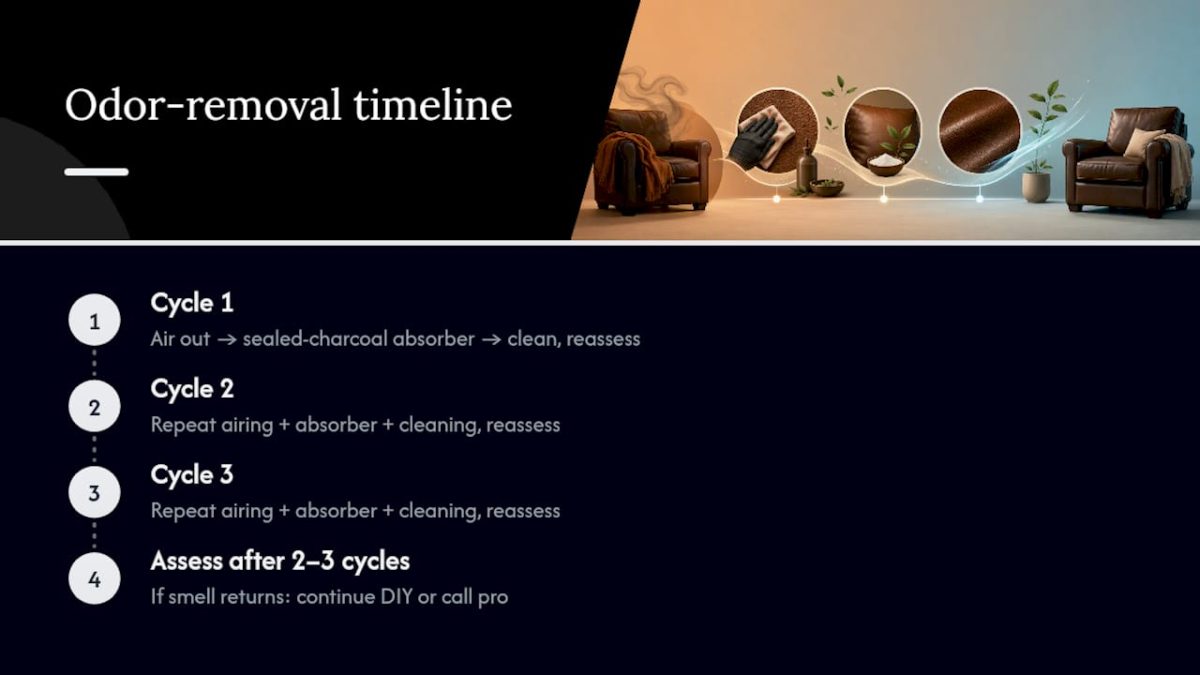 Two-to-three-week leather odor treatment timeline